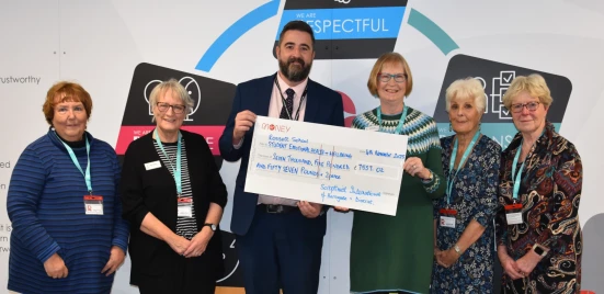 Harrogate & District Soroptimists Presenting Cheque to Tim Milburn, Head Teacher, Rossett School 4 November 2025 - Student Emotional Health and Wellbeing Project