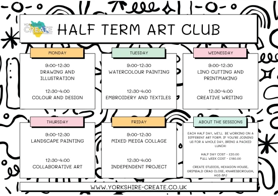 Yorkshire Create Art Club for February Half Term 2026