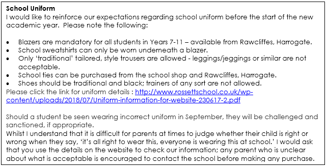 School Uniform Reminder